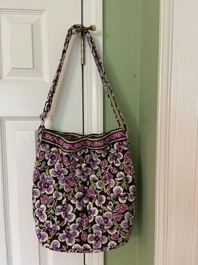 Vera Bradley Plum Petals Drawstring Crossbody Bag